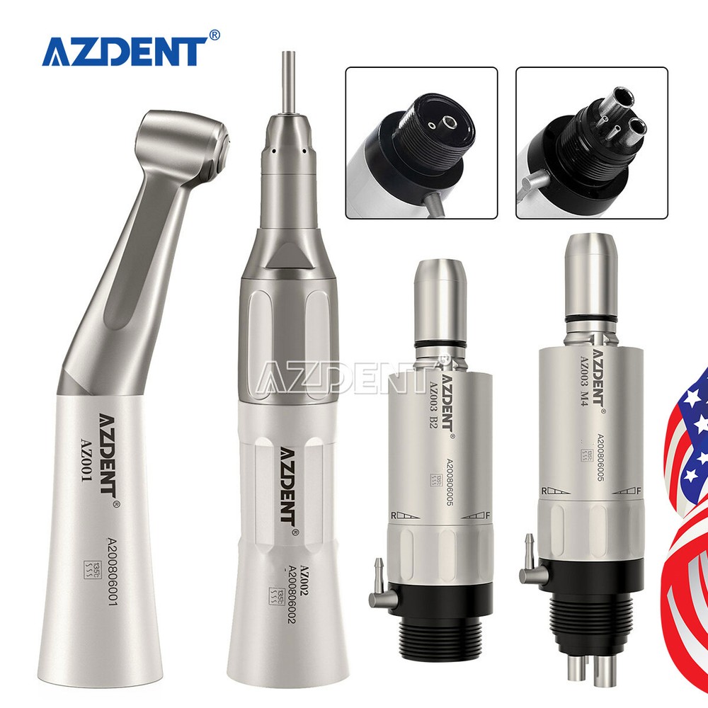 Dental Low Speed Handpiece Kit Contra Angle/Straight Push Button B2/M4 Air Motor