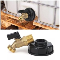 275-330 Gallon IBC Tote Tank Adapter 2″ Brass Coarse Thread Hose Faucet Valve