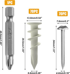 140Pcs #8 Self Drilling Drywall Anchors with Screws Kit, Heavy Duty Dry Wall Anc