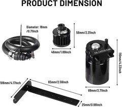 350ml Aluminum Oil Catch Can 2-Port Oil Separator Tank Compatible with Ford F…