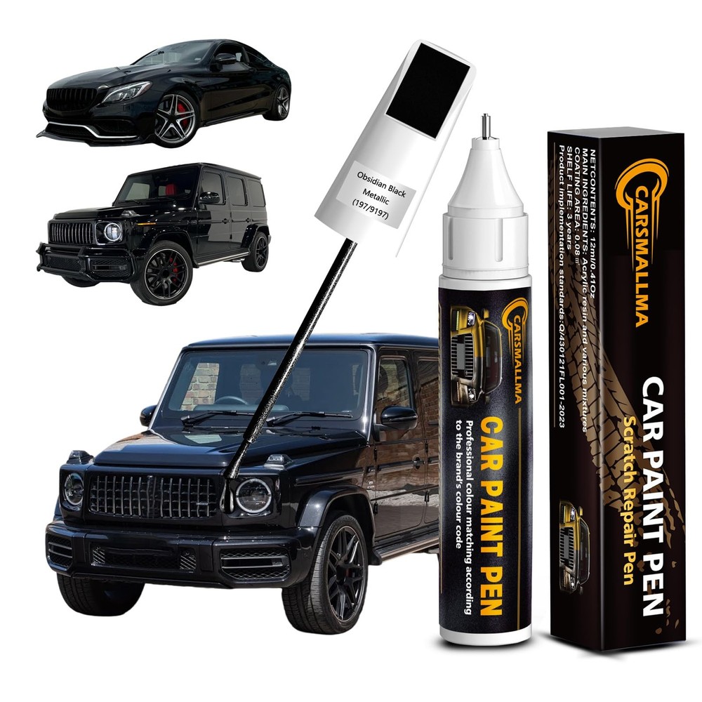 Car Touch Up Paint(197/9197 Obsidian Black Metallic) for Mercedes-Benz, Color…