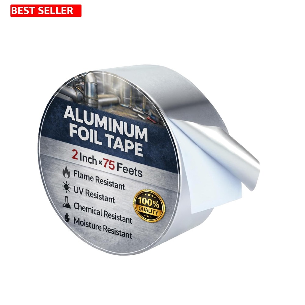 Aluminum Foil Heat Tape – Waterproof, 2″ x 25 Yards for HVAC & General Repairs