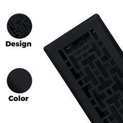 4″ x 14″ Oriental Design Floor Register in Textured Black Finish – Vent Cover…