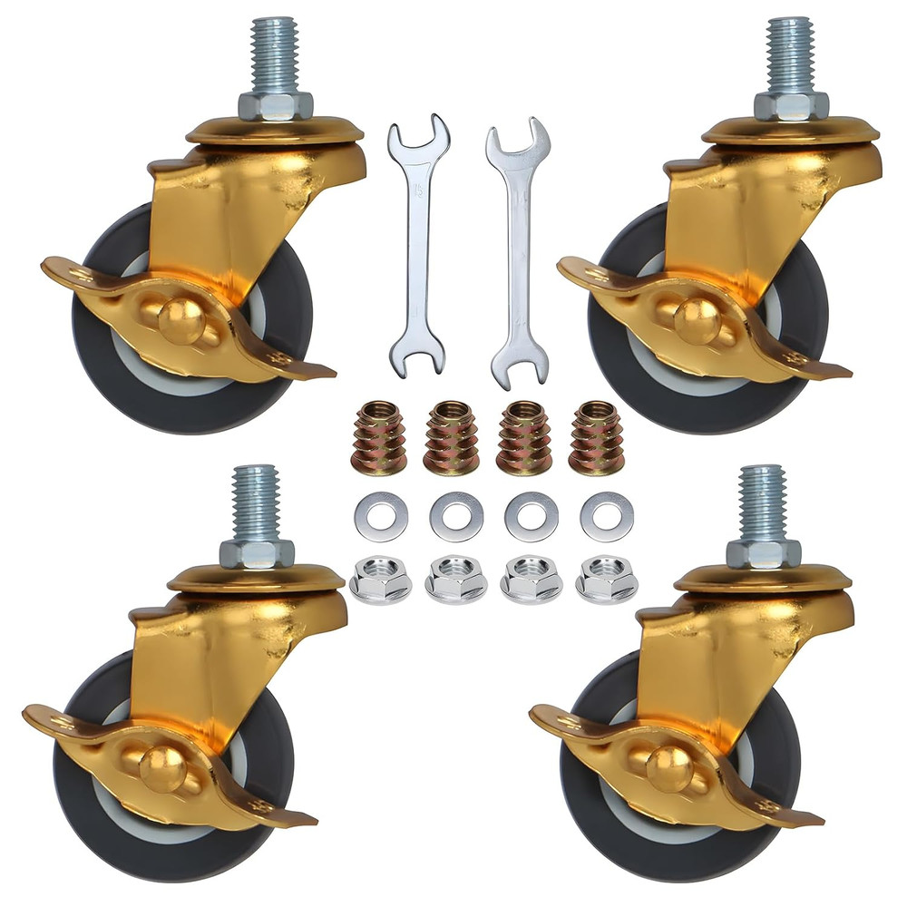 2 Inch Stem Caster Wheels with Brake, Metric Size M8-1.25-15 (Screw Diameter 8Mm