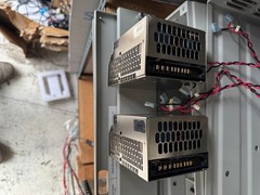 Two Eltek Valere C0350A-VC 48V power rectifiers w/chassis and two battery boxes