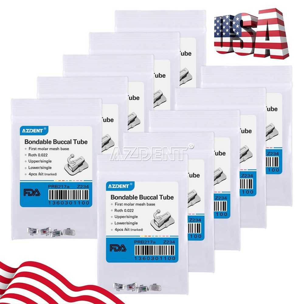 USA 10Kits Dental Orthodontic Buccal Tube 1st Molar Roth 0.022 Bondable Non-conv