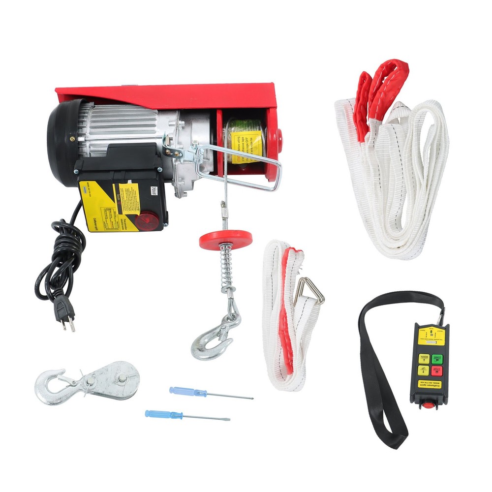 1320lbs Mini Electric Hoist Crane Winch w/ 328ft Wireless Remote Control 1150W