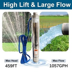 Manual Hand Water Pitcher Pump 33Ft Lift Stainless Steel Hand Well Pump Suction
