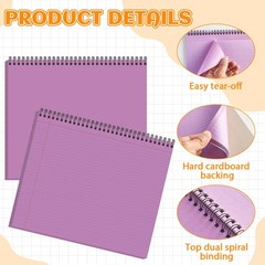 6 Packs 9.5″ x 11″ Landscape Note Pads College Ruled Notebooks Perforated Not…
