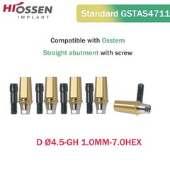 5Pcs Straight Abutment Hiossen Regular with screw conical Osstem Φ4.5-6.0mm Hex