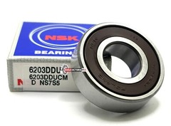 NSK 6203 DDU DEEP GROOVE BALL BEARING, RUBBER SEALED 17x40x12 mm 6203 2RS