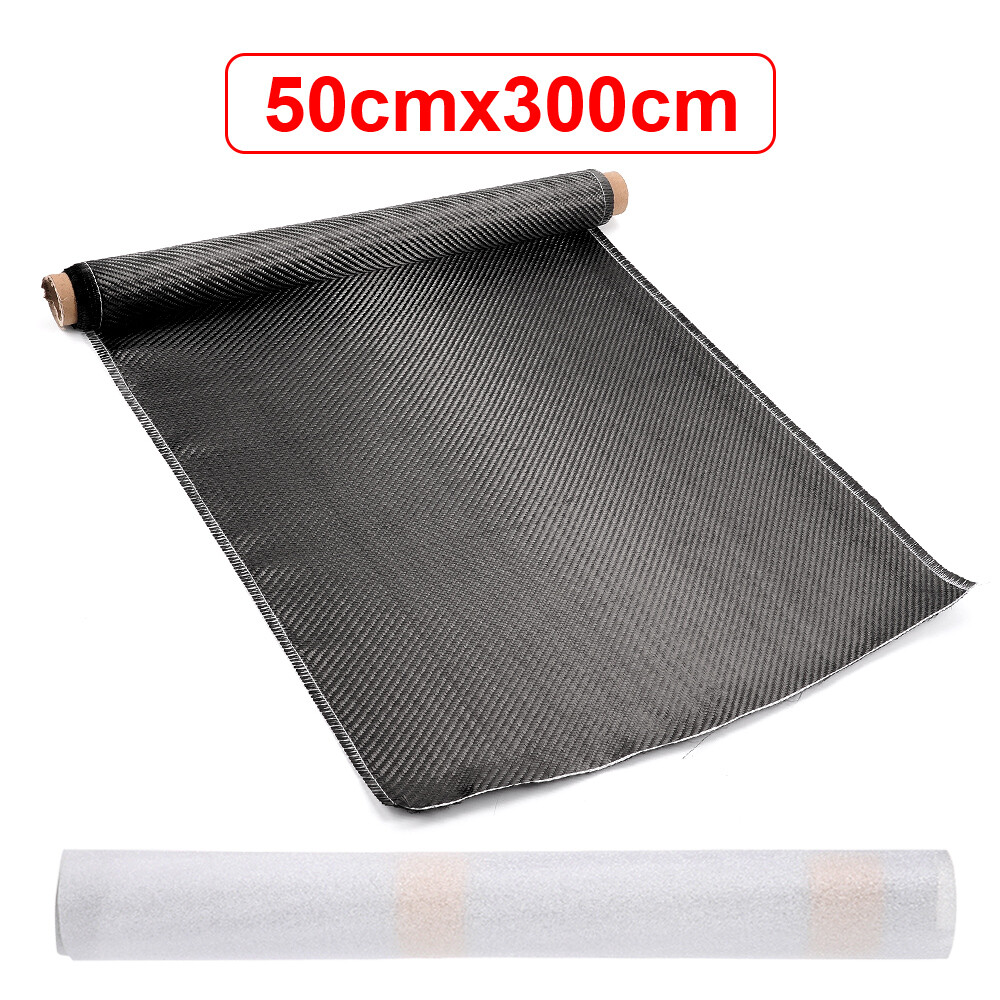 20″ x 10FT Real Carbon Fiber Fabric Cloth Roll 3k 200gsm 2×2 Twill Weave Black