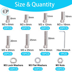 1749 PCS Metric Screw Assortment Kit M2 M3 M4 M5 Bolts, Nuts, Lock & Flat Washer