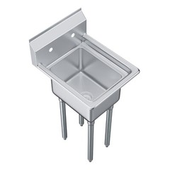 22 in. x 18 in. Stainless Steel One Compartment Sink. 12 in x 16 in x 10in Bowls
