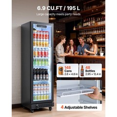 Uimoso Commercial Upright Beverage Cooler with 6.9 Cu.Ft Capacity