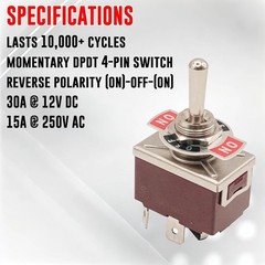 Momentary Reverse Polarity Switch 12V 30A DPDT 4 Pin On Off On Toggle Swit…