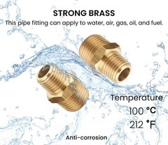3/8 Inch NPT Male x 1/4 Inch NPT Male, Solid Brass Pipe Adapter Fittings Redu…