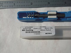 NEW CGS USA 3.5MM DIA. X 12MM LOC X 50MM OAL C.C. 4FL. CARBIDE SQUARE ENDMILL