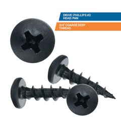 #10 x 3/4″ Deep / Coarse Thread Phillips Pan Head Screws Black Phosphate