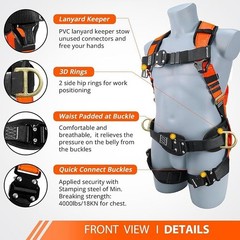 Safety Harness Fall Protection – Roofing Harness Kit Men Full Body Construction