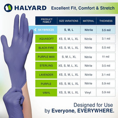 10 Boxes – Halyard SkyBreeze Powder Free Nitrile Exam Gloves Sizes: S, M, L, XL