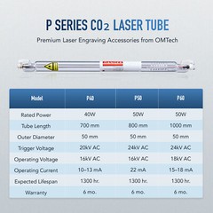 CO2 Laser Tube 40W, 50W, 60W, 80W, 100W, 130W, 150W, for Laser Engraver Cutter