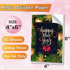 Koala 4×6 Inch Glossy Sticker Paper for Inkjet and Laser Printer, 50 White