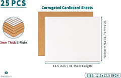 12.5X12.5 Inch Insert Pads for 12″ LP Record Mailers, 1/8″ Thick Corrugated Car