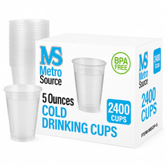 Metro Source 5 oz Clear Plastic Cups 2400 Ct | Disposable Drinkware for Parties