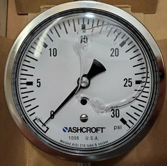 ASHCROFT 10-1008-SL-02L-30 100m Steel Pressure Filled Gauge 30 psi 101008SL02L30