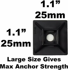 [100-Pack] Adhesive-Backed Zip Tie Mount Flex Anchor Point Black by Nova Supply