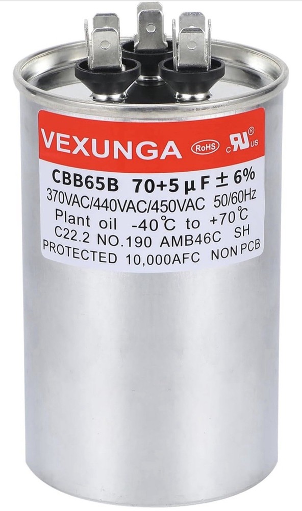 70 + 5 µF 70/5 MFD 6% CBB65B Dual Run Start AC Capacitor 370/440/450 VAC