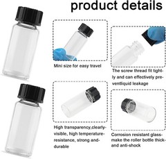 10Pack 10Ml Clear Glass Vials with Screw Caps Small Liquid Sample Vial LeakProof