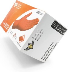 S&G Heavy Duty Orange Nitrile Disposal Gloves Powder Latex Free 8 Mil ML XL XXL