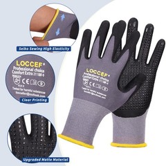 Loccef Work Gloves Microfoam Nitrile Coated-6 Pairsendurance Seamless Knit