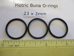 23mm ID x 27mm OD x 2mm thick O-ring. Buna-70. Quan 3.
