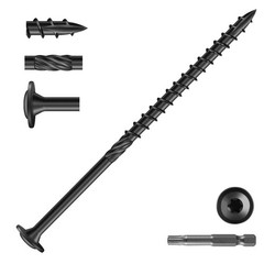 #14 X 5 Inch Lag Screws (57Pcs) 2Lb. Structural Wood Screw, Black, Carbon Steel
