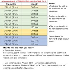 ORIMERC 150 feet 1/4 inch Self Watering 150 (1/4 inch), 150 Feet