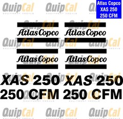Atlas Copco Air Compressor Decal Set: XAS90, XAS185, XAS250. Decals – Compressor