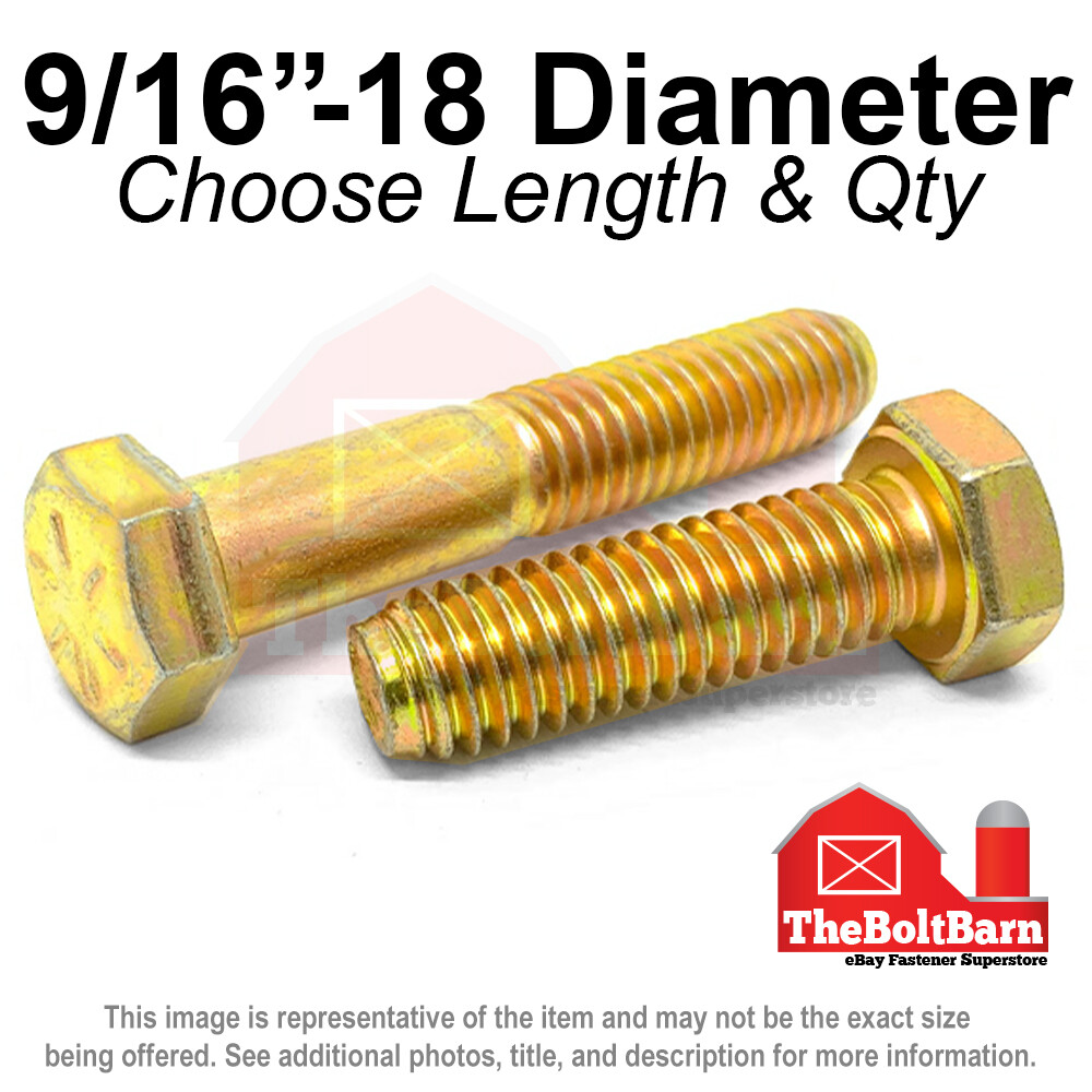 9/16″-18 Grade 8 Hex Cap Screws FINE Thread SAE Hex Bolts (Pick Length & Qty)
