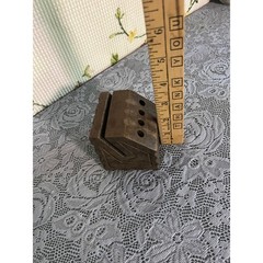 Vintage Hand Carved Wood Desk Pen Pencil Holder Organizer with Card Slot Folk