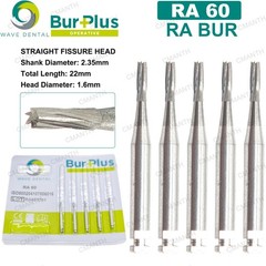 WAVE Dental Carbide Burs Straight Fissure Head Bur Latch 2.35mm RA For Low Speed