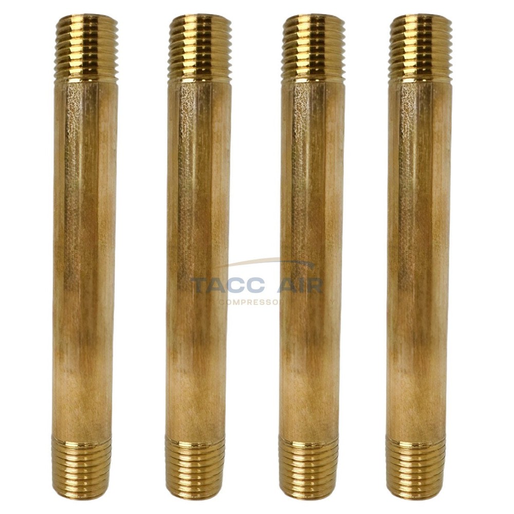 4 Pack 1/4″ Male NPT X 4″ Long Pipe Nipple 3″ Extension Threaded Fitting Brass
