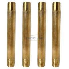 4 Pack 1/4″ Male NPT X 4″ Long Pipe Nipple 3″ Extension Threaded Fitting Brass