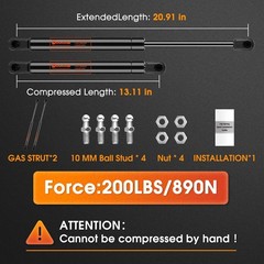 20 inch 200lb/890N Gas Struts, 20″ 200 Pounds Gas Spring Shocks Lift Support …