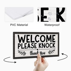 Grey Welcome Please Knock Office Door Signs PVC Do Not Disturb Hanger Plaque
