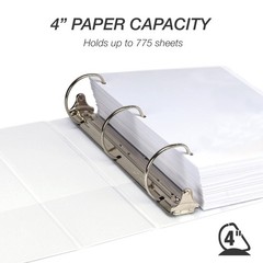 Durable 4 inch 3 Ring Binder, D Ring Binder, 100% Recycled Chipboard, White, …