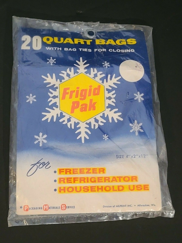 Vintage (PACK OF 18) Frigid Pak Quart Clear Bags