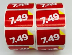 2 Rolls of 1000 1.5″x1″ $7.49 Product Price Point Red & Yellow Labels Stickers