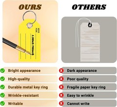 Yellow Key Tags with Labels and Rings: 1.38 X 2.76 Inches,
